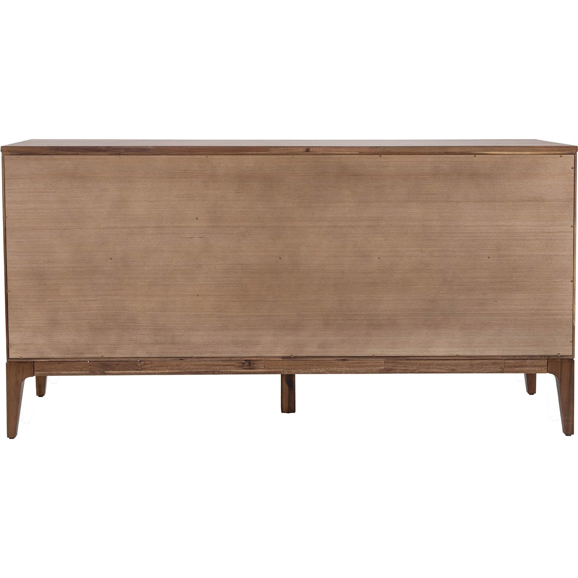 Allure Wooden 3 Door Sideboard by LH Imports in brown and brown, brass. Made from solid acacia wood, mdf, brass metal handles in a unique style.