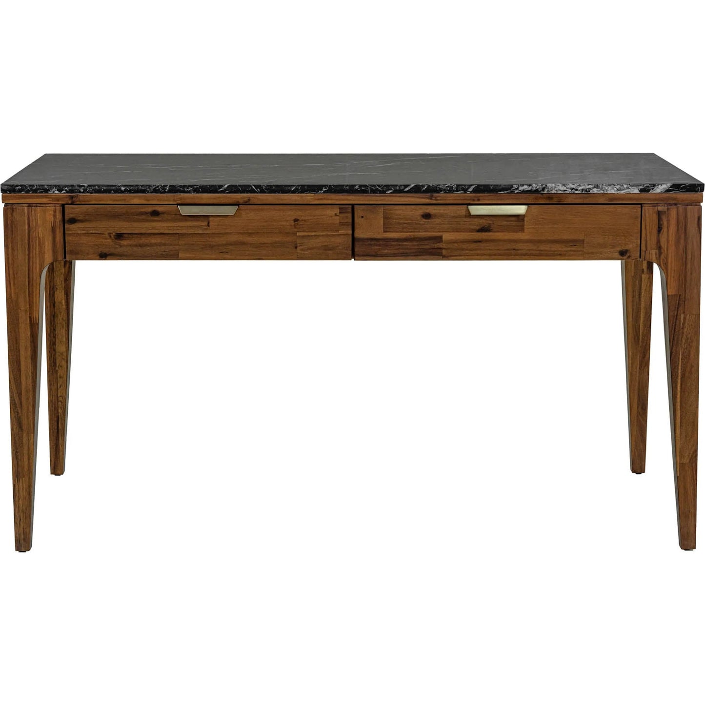 002 SI-2527479 | Additional Silo | Allure Writing Desk by LH Imports in walnut, black marble top, brass. Made from solid acacia wood; mdf; black marble top. brasss metal handles in a unique style.