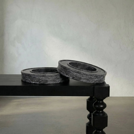 Kafka Tray (Set of 2) by Noir in black marble. Made from marble in a modern style.