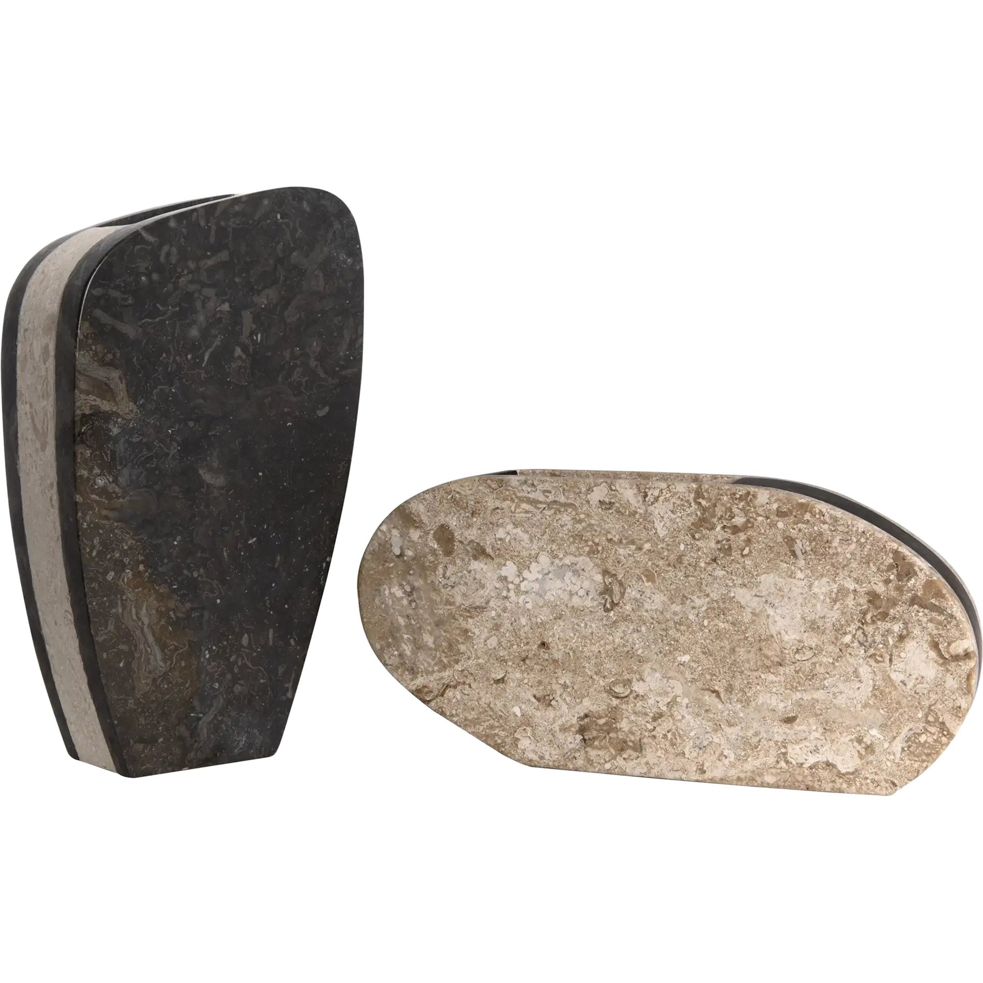 Zola Vase (Set of 2) by Noir in black marble, white marble. Made from marble in a modern style.