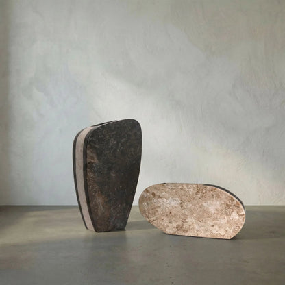 Zola Vase (Set of 2) by Noir in black marble, white marble. Made from marble in a modern style.