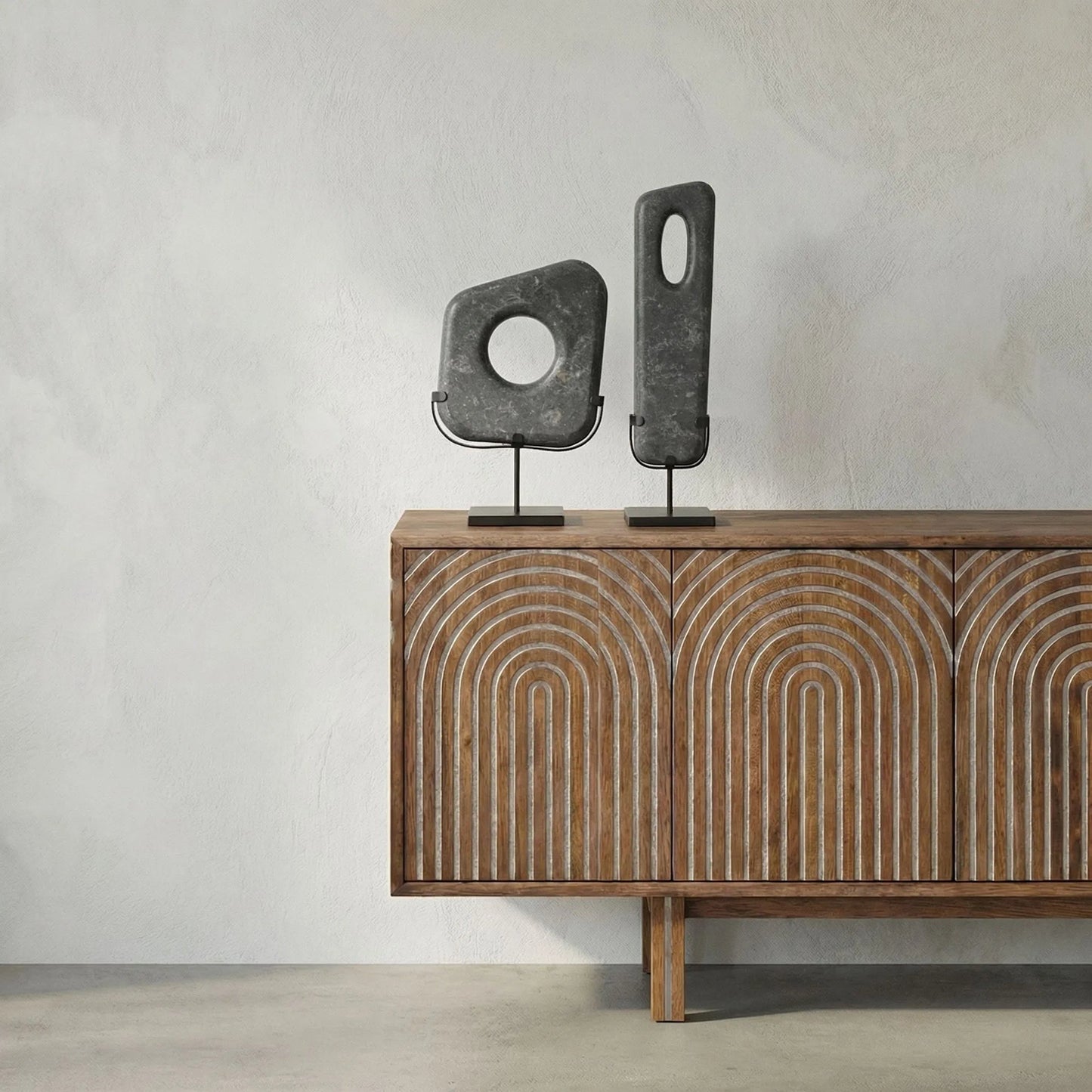 002 SI-1975455 | Lifestyle | Flaubert (Set of 2) by Noir in black marble, matte black. Made from marble and industrial steel in a modern style.