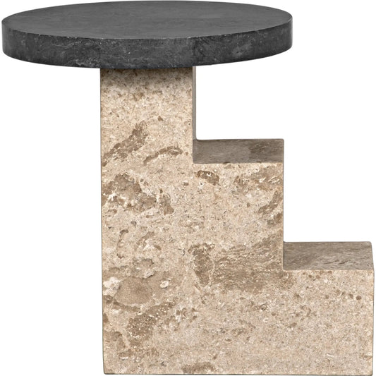 Barnes Side Table by Noir in black and white marble. Made from marble in a modern style.