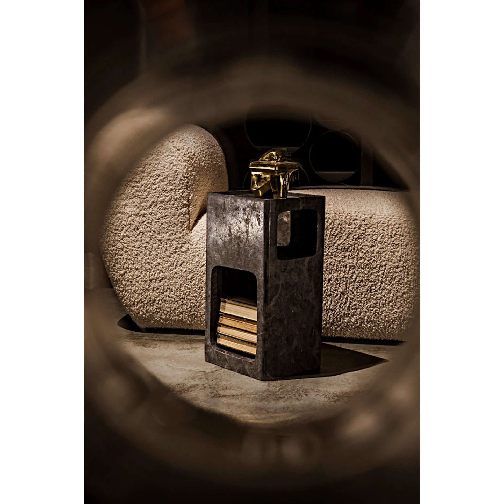 Murakami Side Table by Noir in black marble. Made from marble in a modern style.