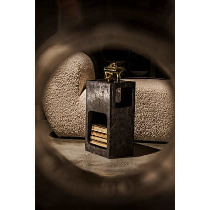 Murakami Side Table by Noir in black marble. Made from marble in a modern style.