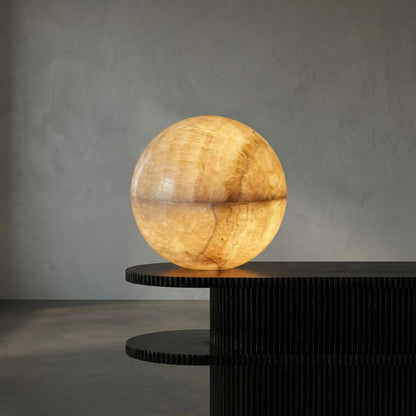 Onyx Globe by Noir in natural. Made from onyx in a modern style.