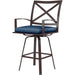 La Jolla Outdoor Swivel Counter Stool by Sunset West in browns. Made from aluminum in a modern style.