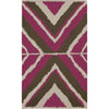 Fuchsia, Light Beige, Dark Brown / 2' x 3'