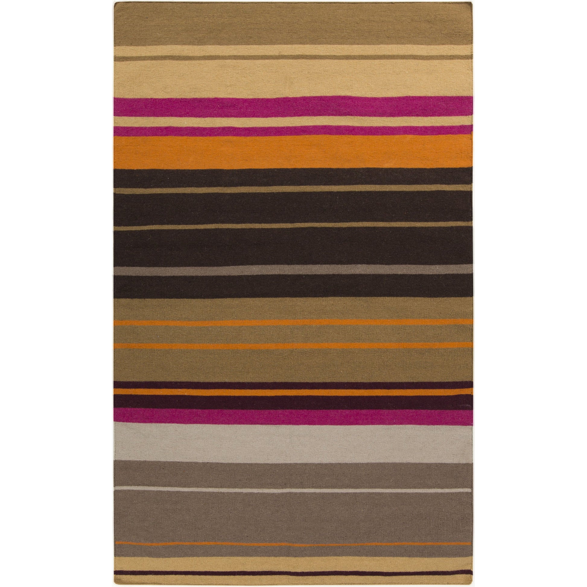 Alameda Rug - 1744 by Surya in dark brown, mustard, beige, brown, orange, medium purple. Made from 100% wool in a unique style.
