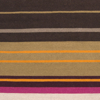 Alameda Rug - 1744 by Surya in dark brown, mustard, beige, brown, orange, medium purple. Made from 100% wool in a unique style.