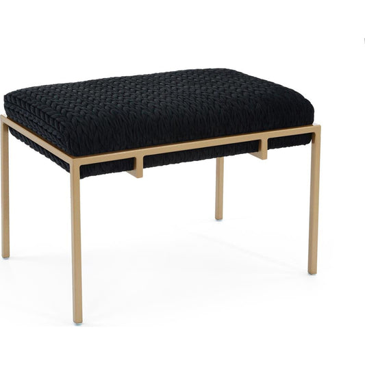 Metal Gold Upholstered Bench by John-Richard in gold. Made from metal in a modern style.