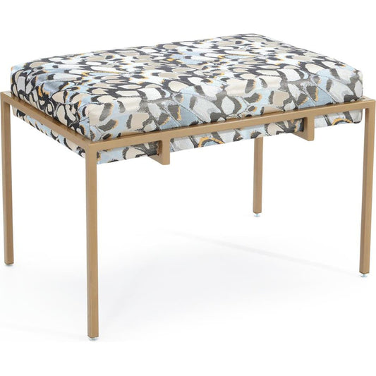 Metal Gold Upholstered Bench by John-Richard in gold. Made from metal in a modern style.
