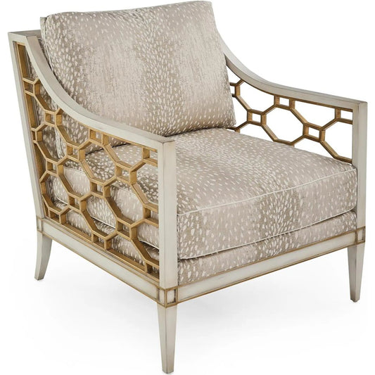 Belden Place Lounge Chair by John-Richard. Made from mahogany, steel, fabric in a cottage & farmhouse style.