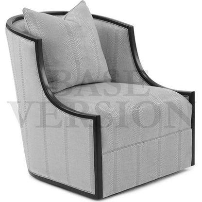 Ticinese Swivel Lounge Chair by John-Richard in gray, nickel. Made from leather, nickel, wood in a transitional style.