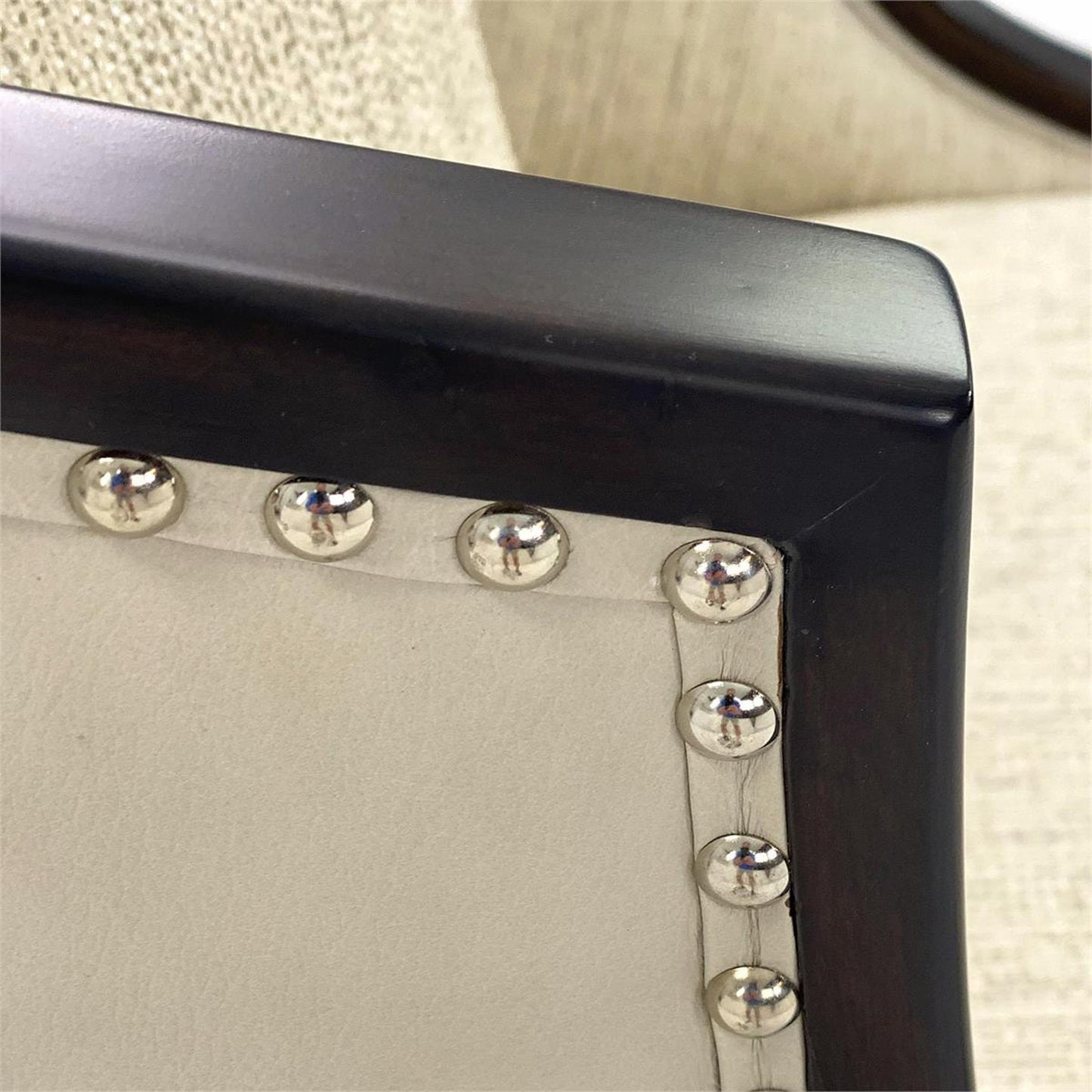 004 SR-865994 | Closeup | Ticinese Swivel Lounge Chair by John-Richard in gray, nickel. Made from leather, nickel, wood in a transitional style.