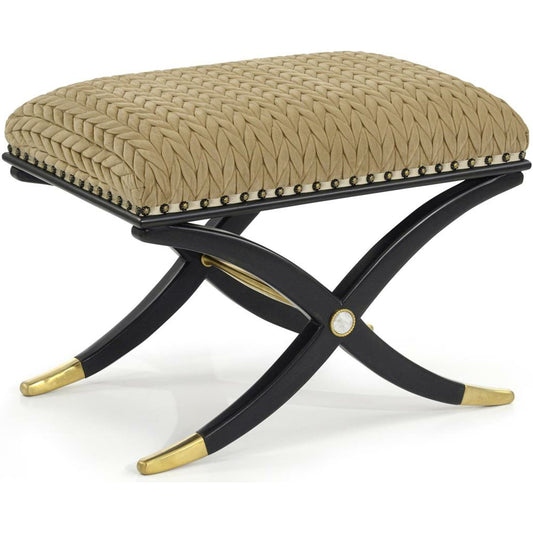 Josephine Bench by John-Richard in camel and ebony. Made from brass in a transitional style.