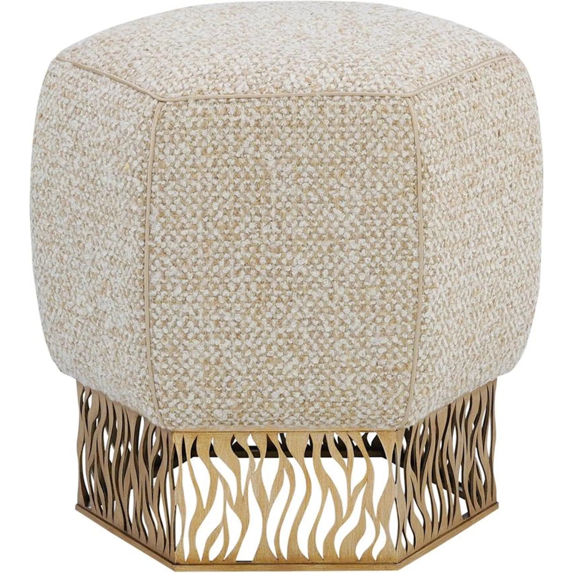 Honeycomb Ottoman, Gold by John-Richard in poplin oat and valyrian gold. Made from unique in a transitional style.