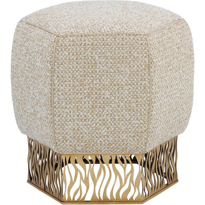 Honeycomb Ottoman, Gold by John-Richard in poplin oat and valyrian gold. Made from unique in a transitional style.