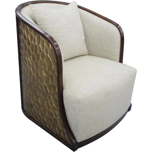 Danube Swivel Chair by John-Richard in brown, rose silver, gray and smokey paldao. Made from beech wood, fabric in a unique style.