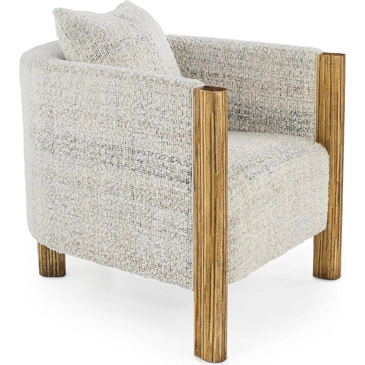 Cabana Club Chair by John-Richard in ivory, brown, gray and linea oro. Made from acacia wood, fabric in a unique style.
