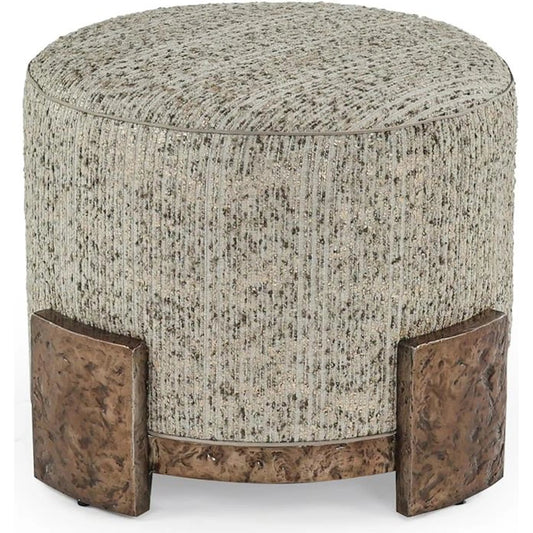 Europa Ottoman by John-Richard in champagne, brown, ivory and dark nickel. Made from aluminum, fabric in a unique style.