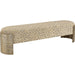Certa Bench by John-Richard in striated valyrian gold. Made from beech wood, fabric in a transitional style.