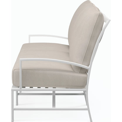 Bristol Outdoor Sofa in Canvas Flax w/ Self Welt by Sunset West in white. Made from aluminum in a modern style.