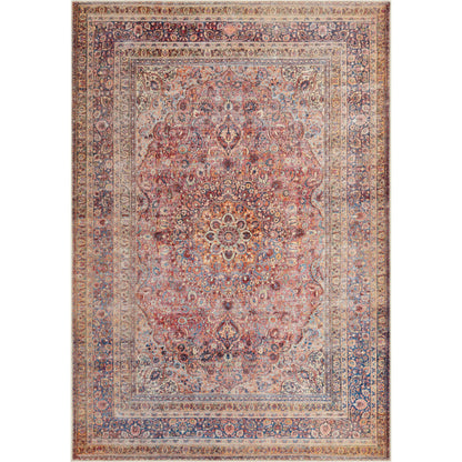 Amelie AML-2331 Rug by Livabliss in burnt orange, dark red, dark blue, mustard, light beige. Made from polyester in a unique style.