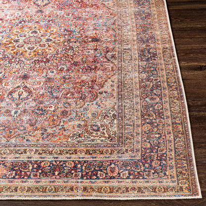 Amelie AML-2331 Rug by Livabliss in burnt orange, dark red, dark blue, mustard, light beige. Made from polyester in a unique style.