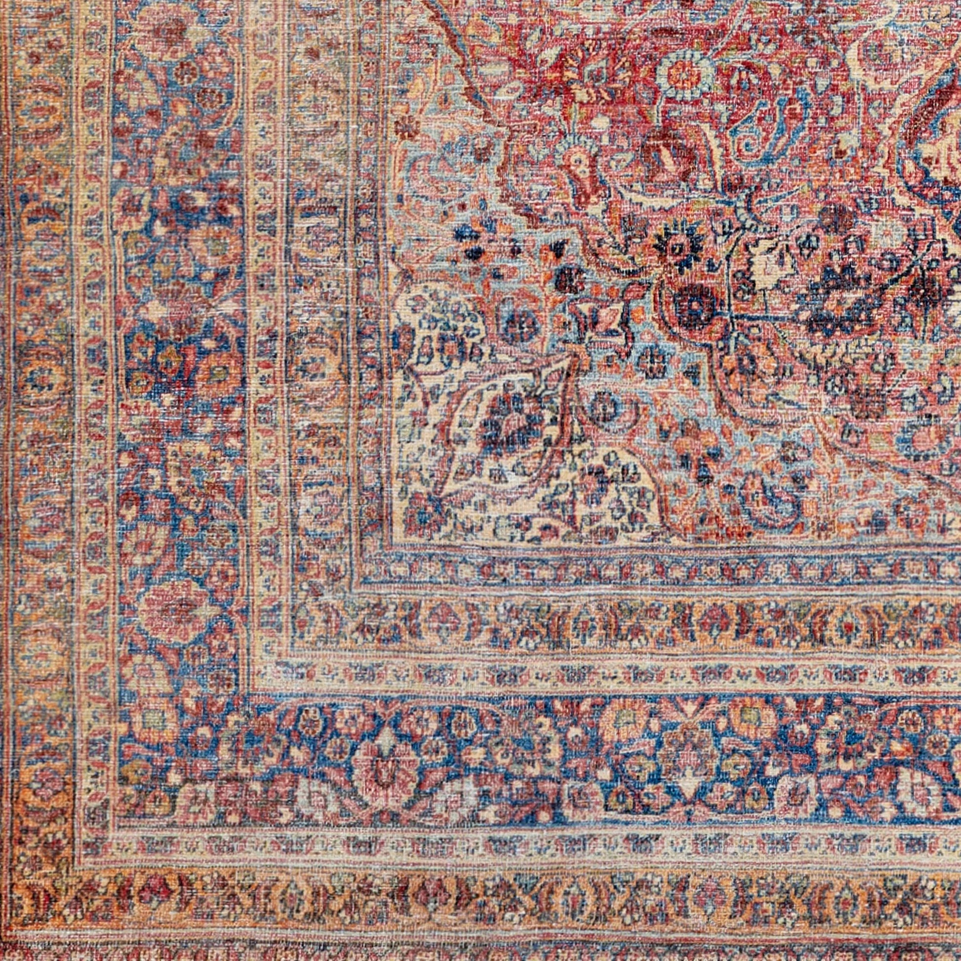 Amelie AML-2331 Rug by Livabliss in burnt orange, dark red, dark blue, mustard, light beige. Made from polyester in a unique style.