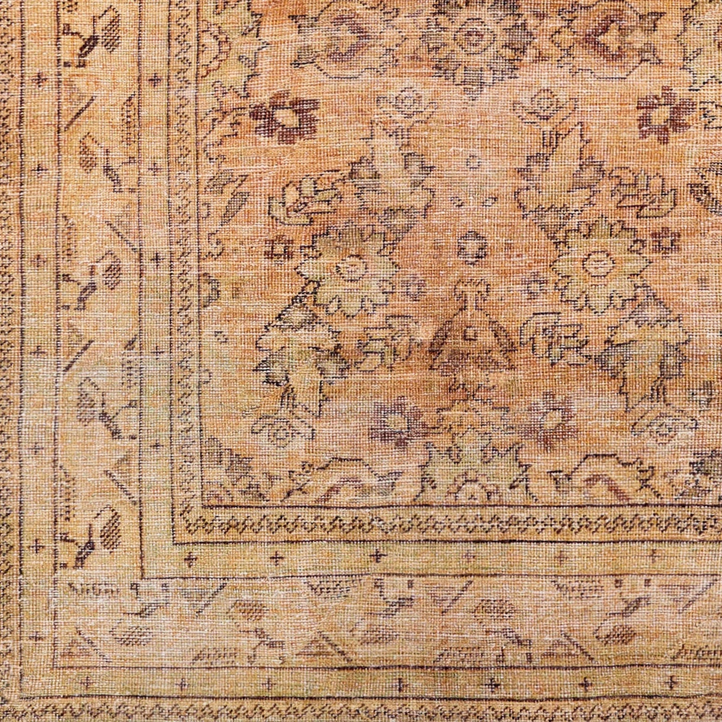 002 SI-2529524,SI-2529525 | Closeup | Amelie AML-2338 Rug by Livabliss in brown, mustard, olive, light beige, black. Made from polyester in a unique style.