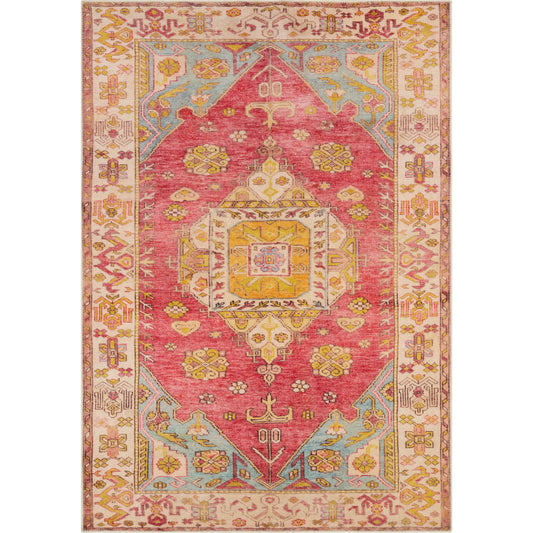 Amelie AML-2346 Rug by Livabliss in pink, saffron, denim, orange, charcoal, light beige. Made from polyester in a unique style.
