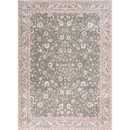 Amelie 533408 Rug by Livabliss in medium green, plum, cream, tan, dark green. Made from polyester in a unique style.