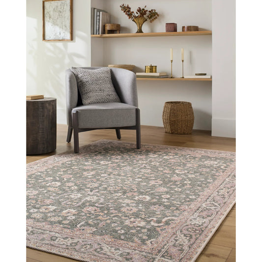 Amelie 533408 Rug by Livabliss in medium green, plum, cream, tan, dark green. Made from polyester in a unique style.