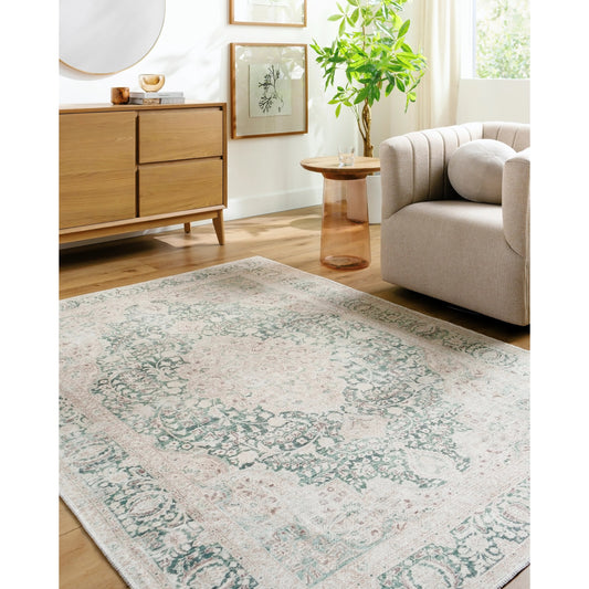 Amelie AML-2393 Rug by Livabliss in medium green, cream, olive. Made from polyester in a unique style.
