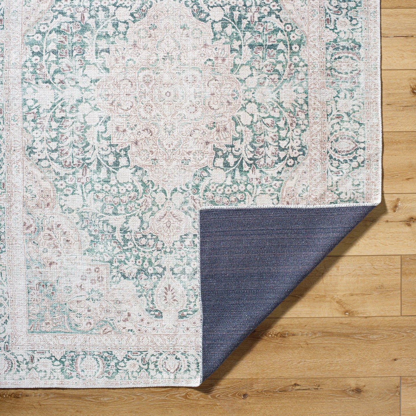 004 SI-2168234,SI-2168235,SI-2168236,SI-2168237,SI-2168238,SI-2168239 | Closeup | Amelie AML-2393 Rug by Livabliss in medium green, cream, olive. Made from polyester in a unique style.
