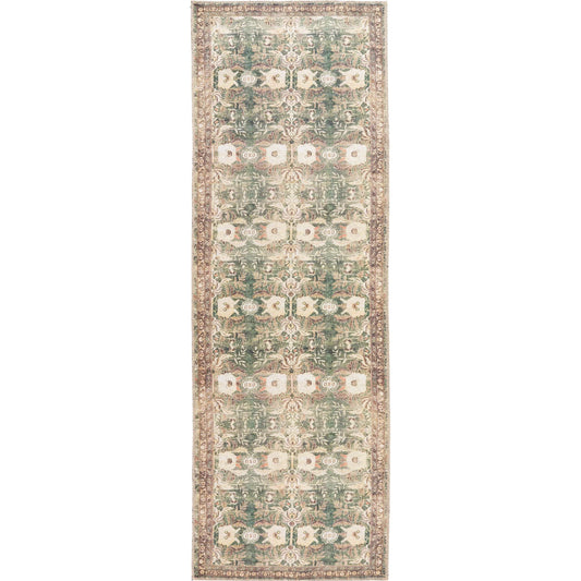 Amelie AML-2396 Rug by Livabliss in olive, medium green, cream, wheat, black, dusty coral. Made from polyester in a unique style.