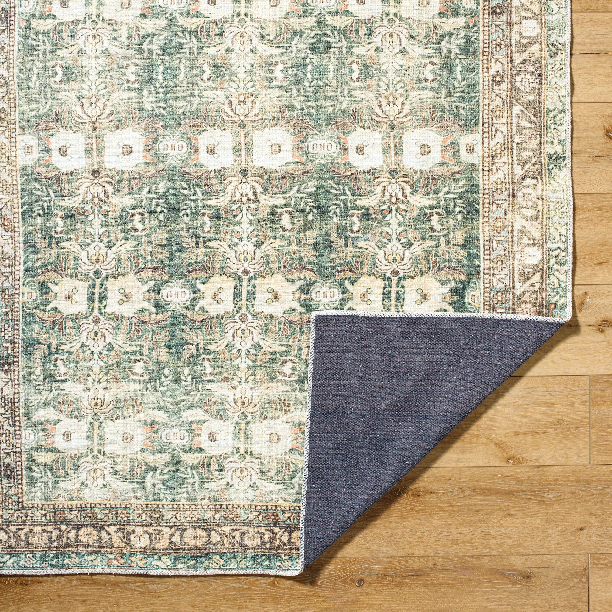 Amelie AML-2396 Rug by Livabliss in olive, medium green, cream, wheat, black, dusty coral. Made from polyester in a unique style.