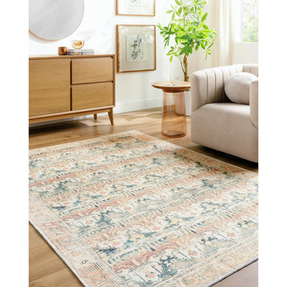 Amelie AML-2397 Rug by Livabliss in medium green, grass green, tan, cream, rust, camel. Made from polyester in a unique style.