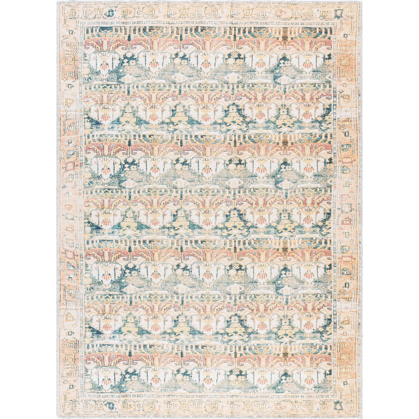 001 SI-2168252,SI-2168254,SI-2168255,SI-2168256,SI-2168257 | Primary Silo | Amelie AML-2397 Rug by Livabliss in medium green, grass green, tan, cream, rust, camel. Made from polyester in a unique style.