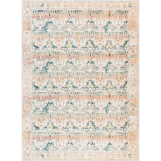 Amelie AML-2397 Rug by Livabliss in medium green, grass green, tan, cream, rust, camel. Made from polyester in a unique style.