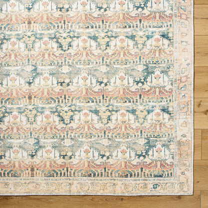 Amelie AML-2397 Rug by Livabliss in medium green, grass green, tan, cream, rust, camel. Made from polyester in a unique style.