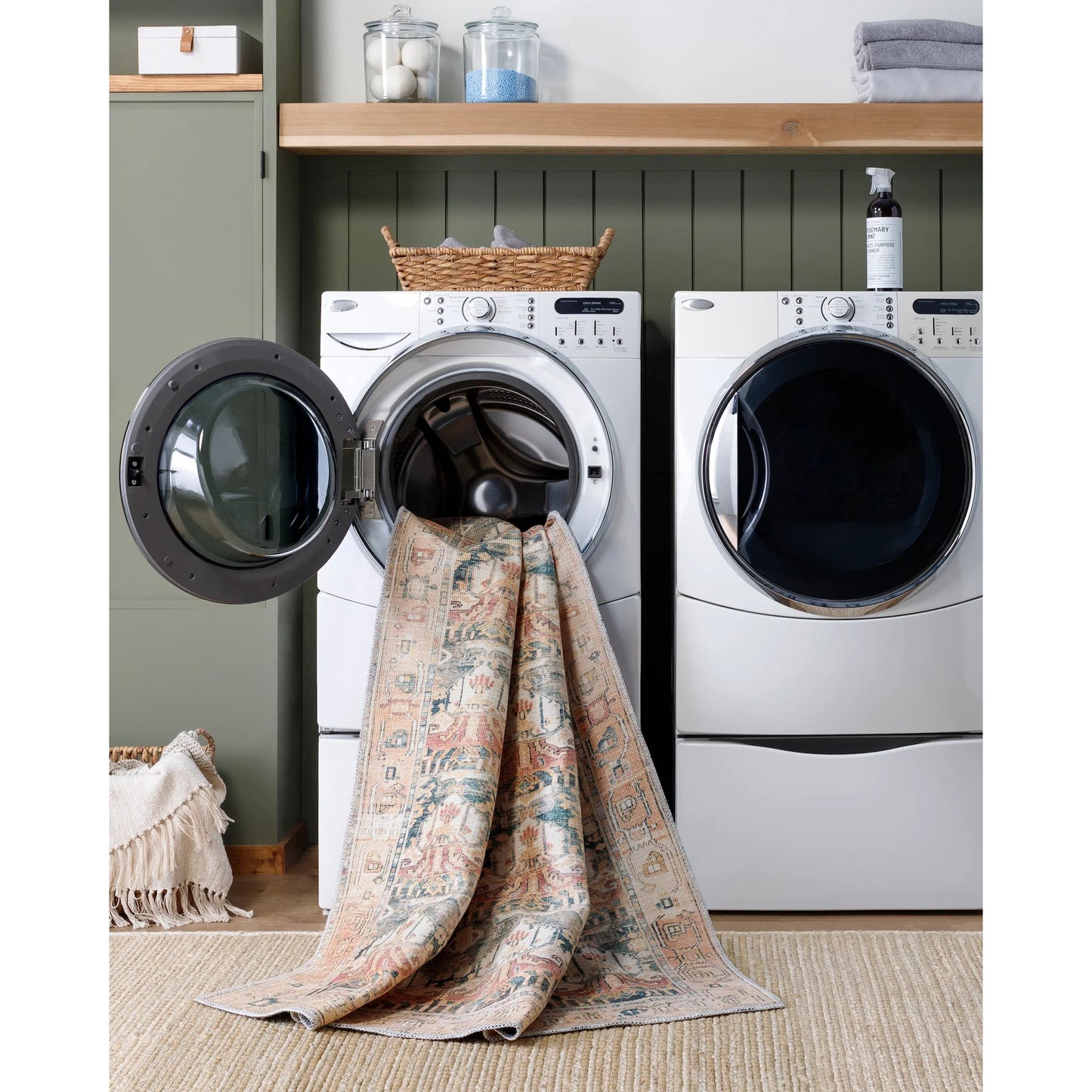 008 SI-2168252,SI-2168253,SI-2168254,SI-2168255,SI-2168256,SI-2168257 | Lifestyle | Amelie AML-2397 Rug by Livabliss in medium green, grass green, tan, cream, rust, camel. Made from polyester in a unique style.