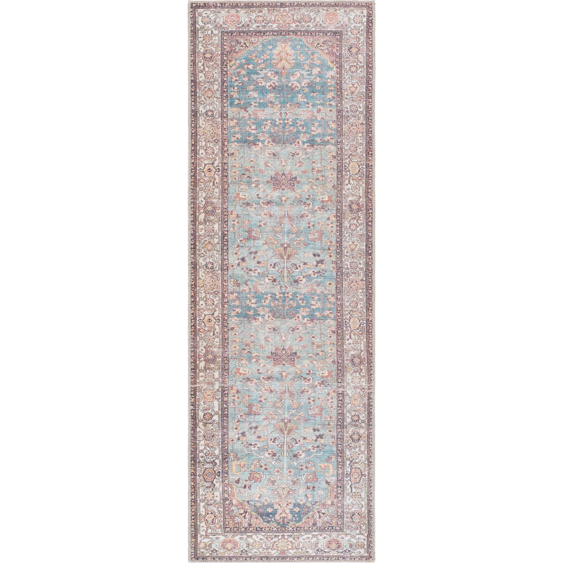 Amelie 533471 Rug by Livabliss in pale blue, teal, cream, brown, black, orange. Made from polyester in a unique style.