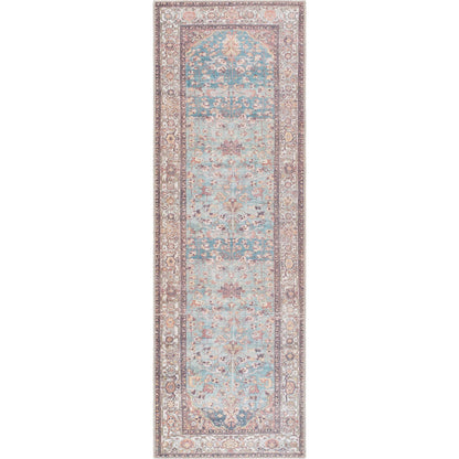 Amelie 533471 Rug by Livabliss in pale blue, teal, cream, brown, black, orange. Made from polyester in a unique style.