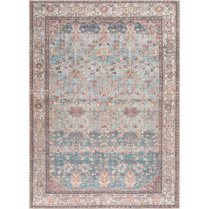 Amelie 533471 Rug by Livabliss in pale blue, teal, cream, brown, black, orange. Made from polyester in a unique style.