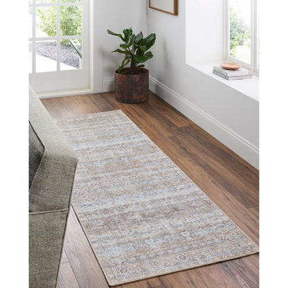 Amelie AML-2400 Rug by Livabliss in beige, light brown, cream, charcoal, dark brown, seafoam. Made from polyester in a unique style.