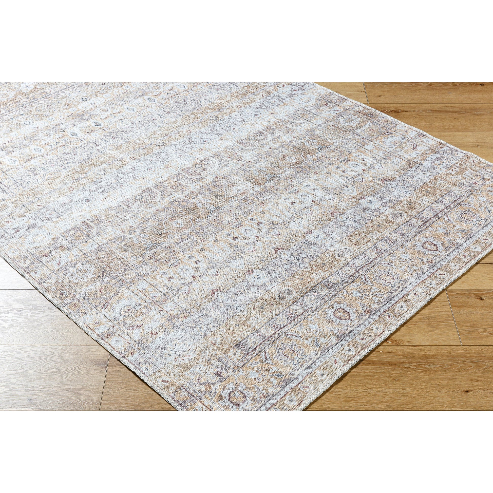 Amelie AML-2400 Rug by Livabliss in beige, light brown, cream, charcoal, dark brown, seafoam. Made from polyester in a unique style.