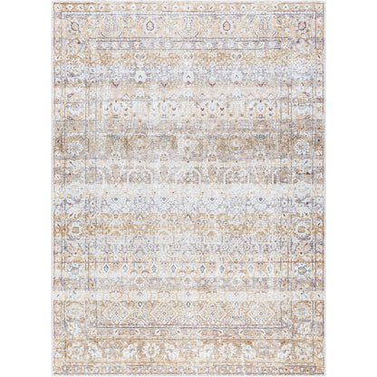 Amelie AML-2400 Rug by Livabliss in beige, light brown, cream, charcoal, dark brown, seafoam. Made from polyester in a unique style.
