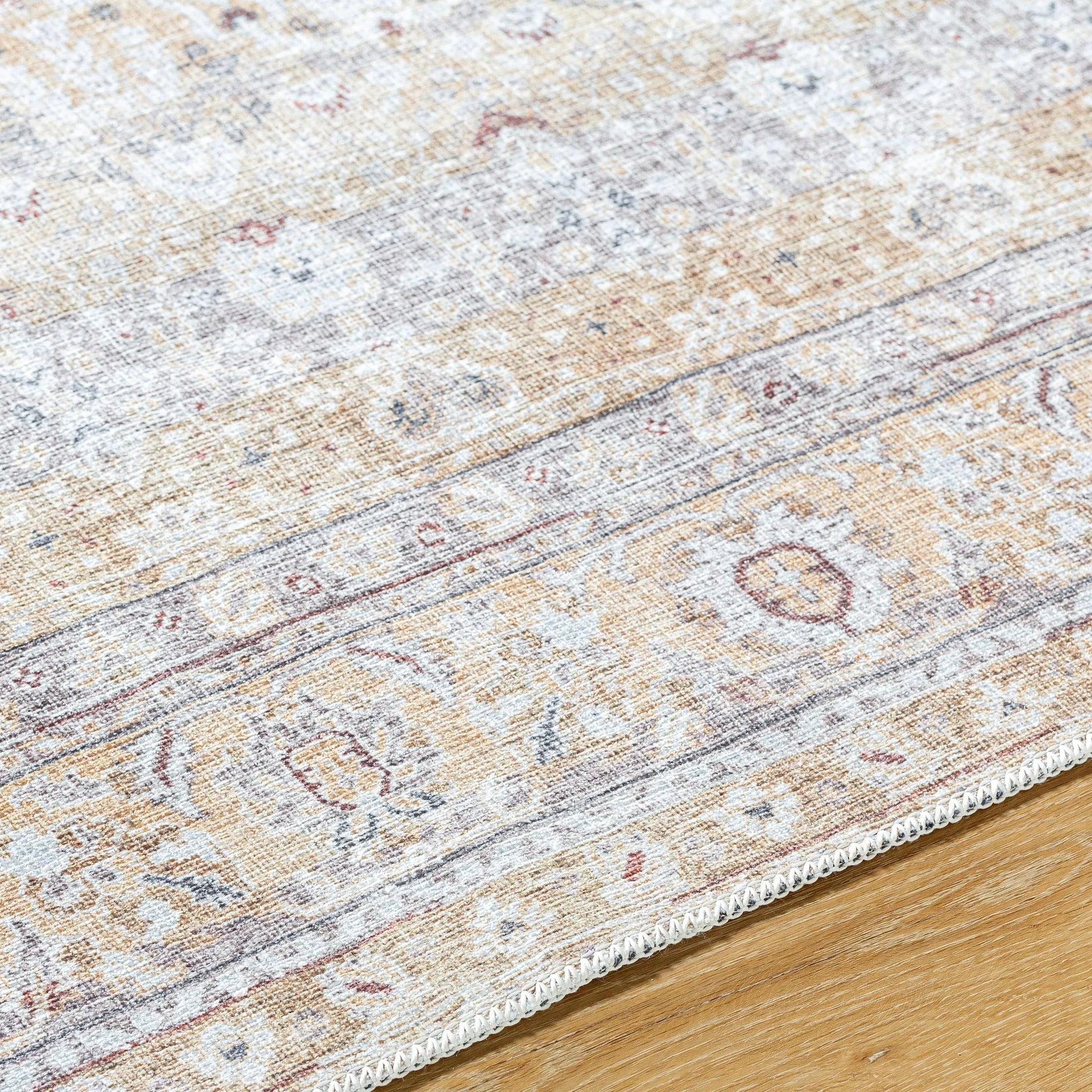 Amelie AML-2400 Rug by Livabliss in beige, light brown, cream, charcoal, dark brown, seafoam. Made from polyester in a unique style.